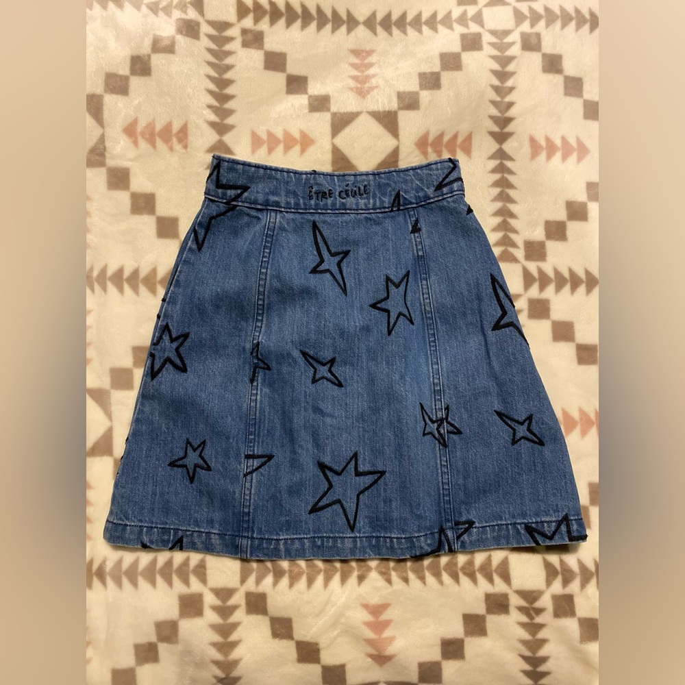Être Cécile Button Up Denim Skirt with Star Design - Picture 5 of 5